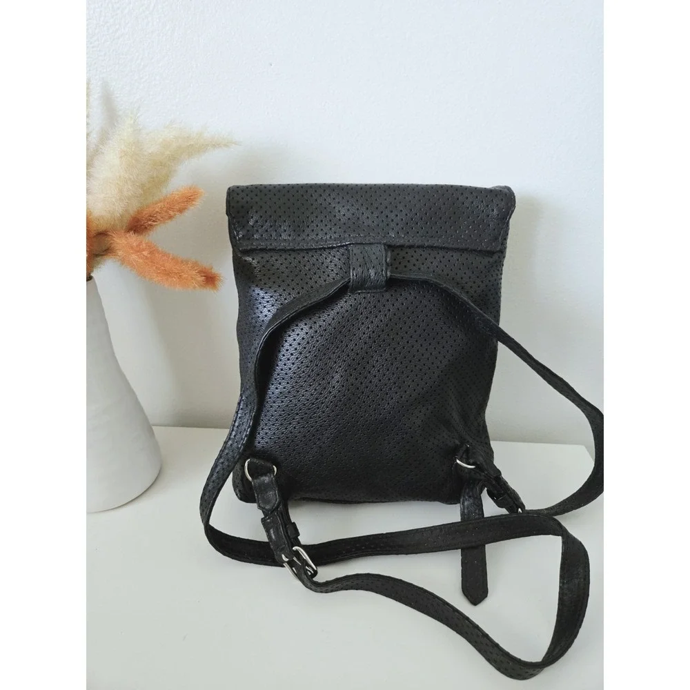 Boho Chic POSSE NEW YORK Black Perforated Backpack Hobo‎ Bag